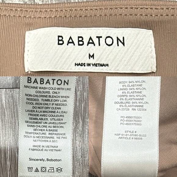 Aritzia Babaton Contour Square Neck Bodysuit Tan Short Sleeve Basic Layer Medium - Picture 10 of 11